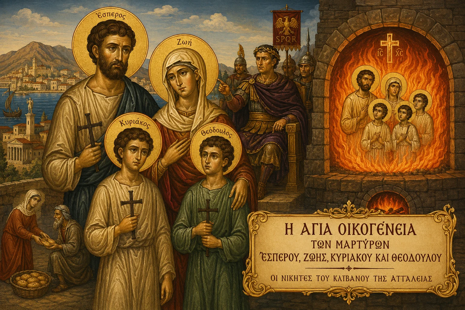 Εικόνα: Άγιοι Έσπερος, Ζωή και τα παιδιά τους Κυριάκος και Θεόδουλος