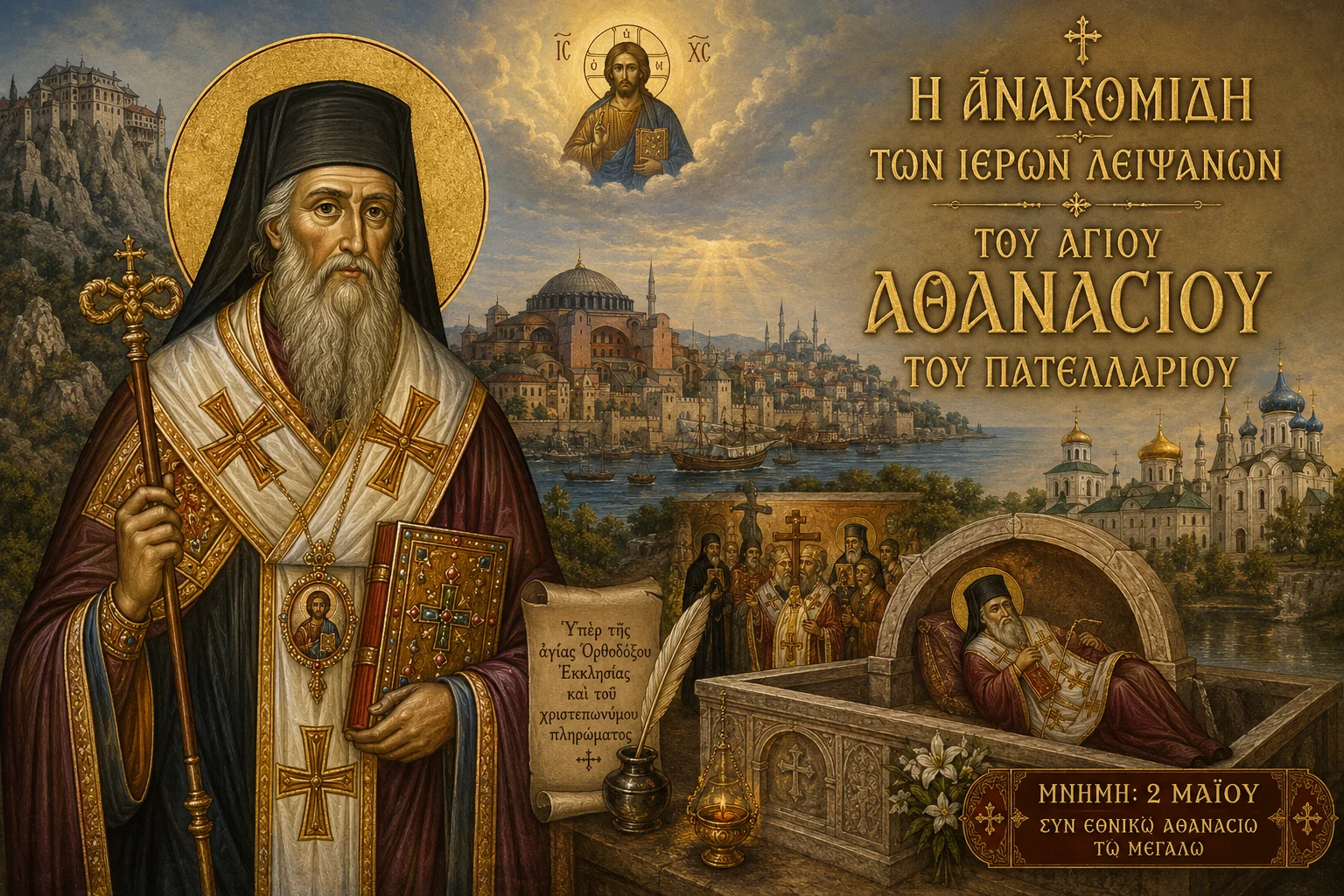 Εικόνα: Η Ανακομιδή των Ιερών Λειψάνων του Αγίου Αθανασίου του Πατελλαρίου
