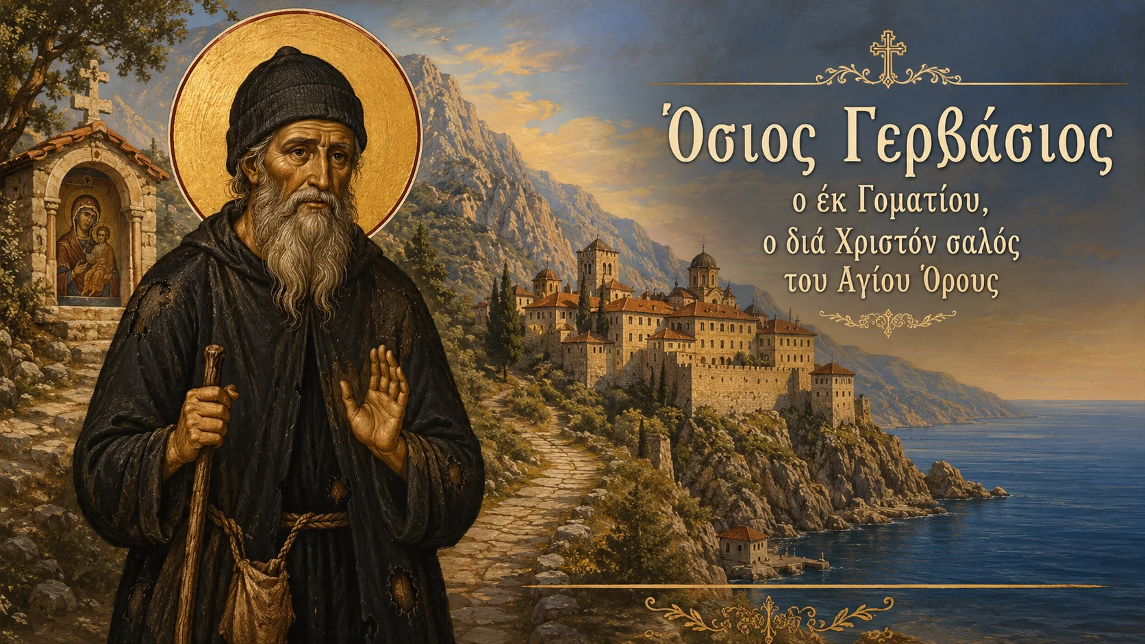 Εικόνα: Όσιος Γερβάσιος ο εκ Γοματίου, ο διά Χριστόν σαλός του Αγίου Όρους