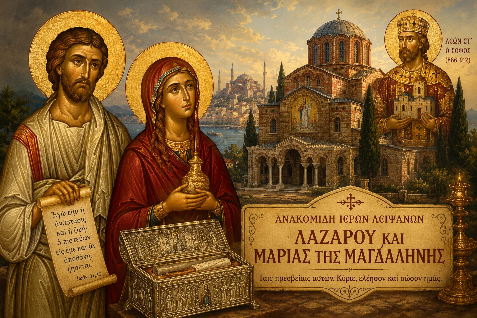 Εικόνα: Ανακομιδή Ιερών Λειψάνων Λαζάρου και Μαρίας της Μαγδαληνής