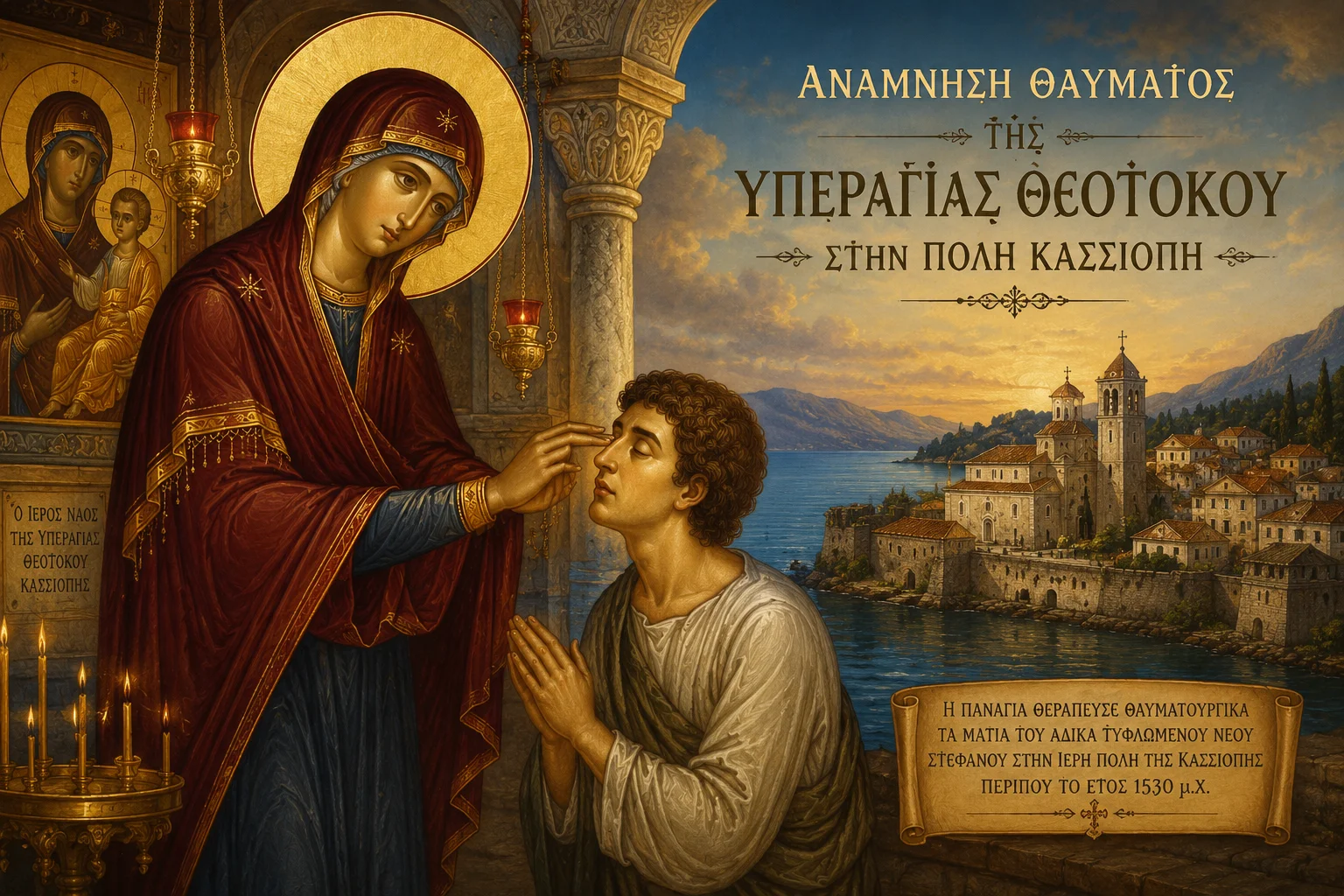 Εικόνα: Ανάμνηση Θαύματος Της Υπεραγίας Θεοτόκου Στην Πόλη Κασσιόπη