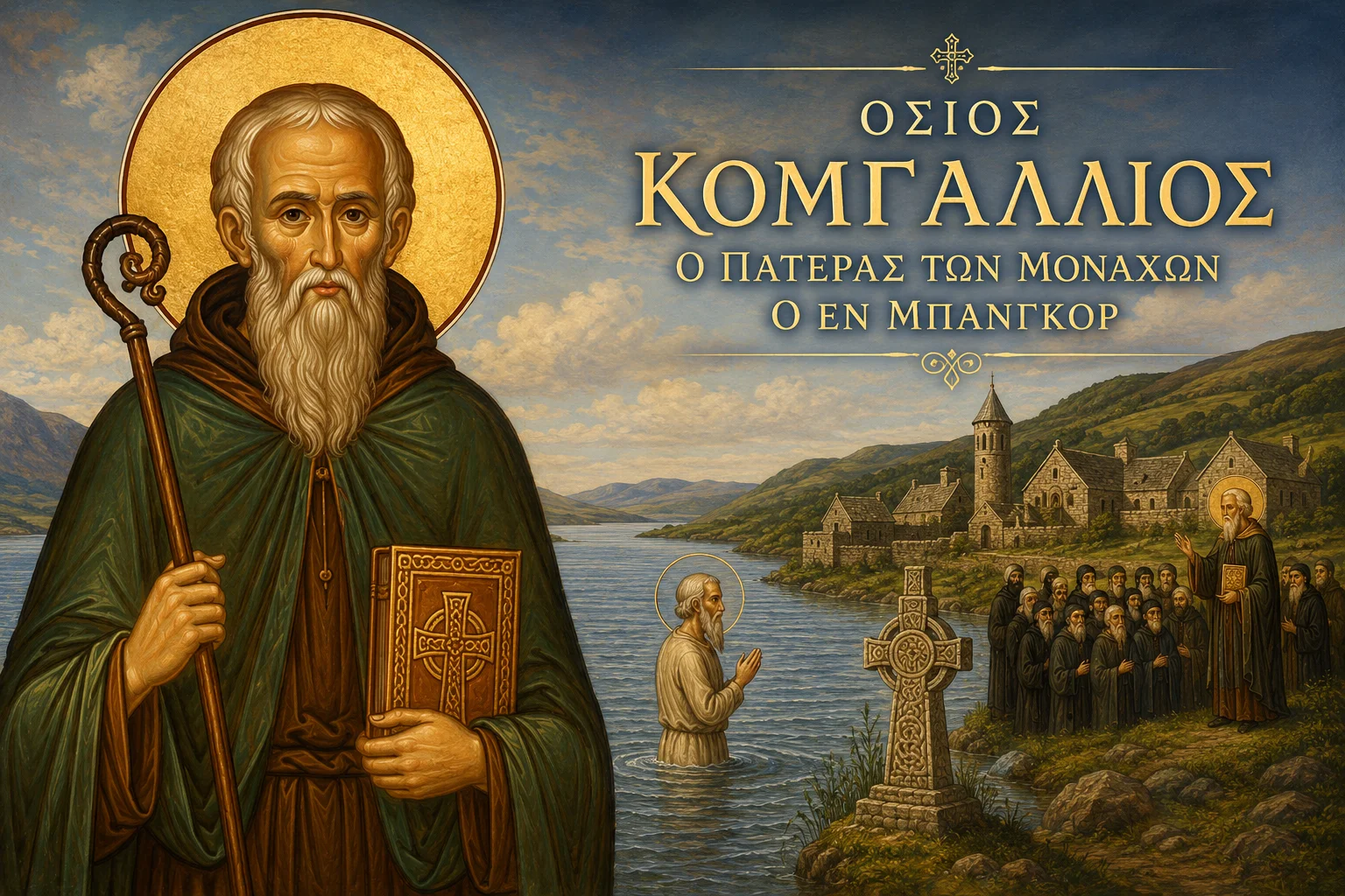 Εικόνα: Όσιος Κομγάλλιος Ο Πατέρας Των Μοναχών Ο Εν Μπάνγκορ