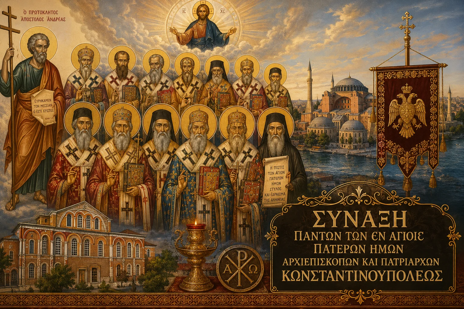 Εικόνα: Σύναξη Πάντων Των Εν Αγίοις Πατέρων Ημών Αρχιεπισκόπων Και Πατριαρχών Κωνσταντινουπόλεως