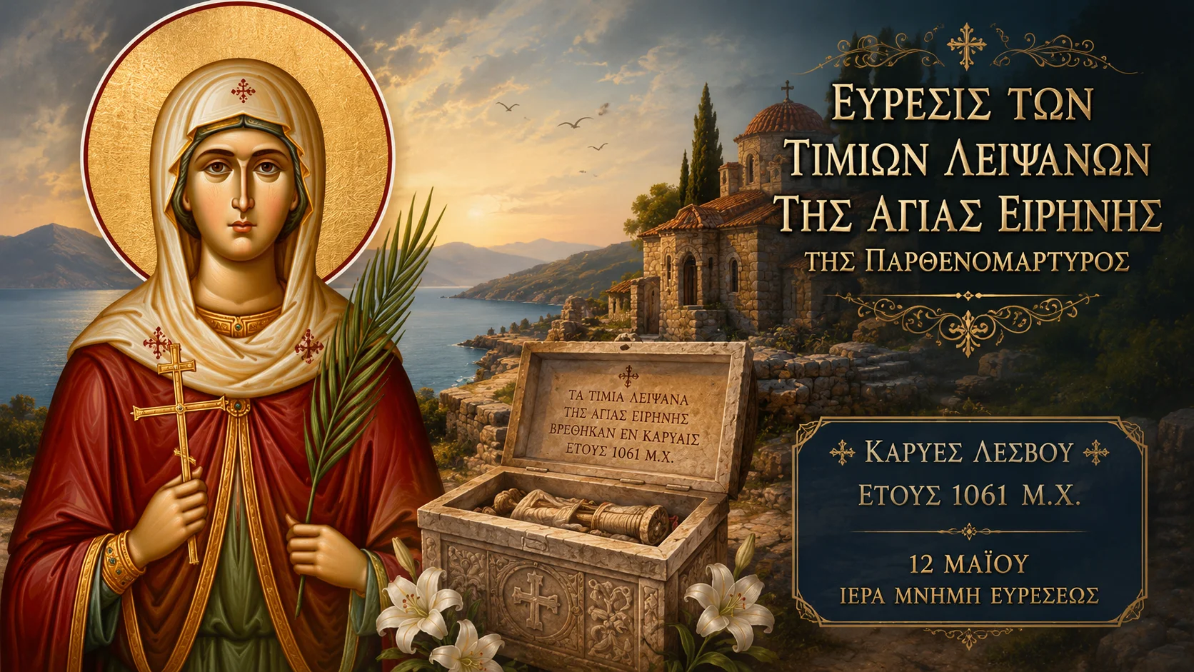 Εικόνα: Εύρεσις Των Τιμίων Λειψάνων Της Αγίας Ειρήνης Της Παρθενομάρτυρος