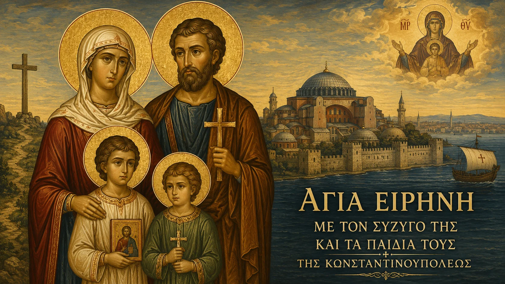 Εικόνα: Ειρήνη Με Τον Σύζυγό Της Και Τα Παιδιά Τους Της Κωνσταντινουπόλεως