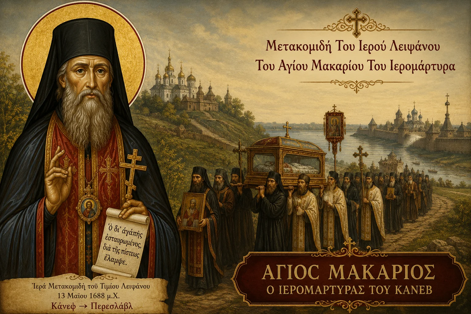Εικόνα: Μετακομιδή Του Ιερού Λειψάνου Του Αγίου Μακαρίου Του Ιερομάρτυρα