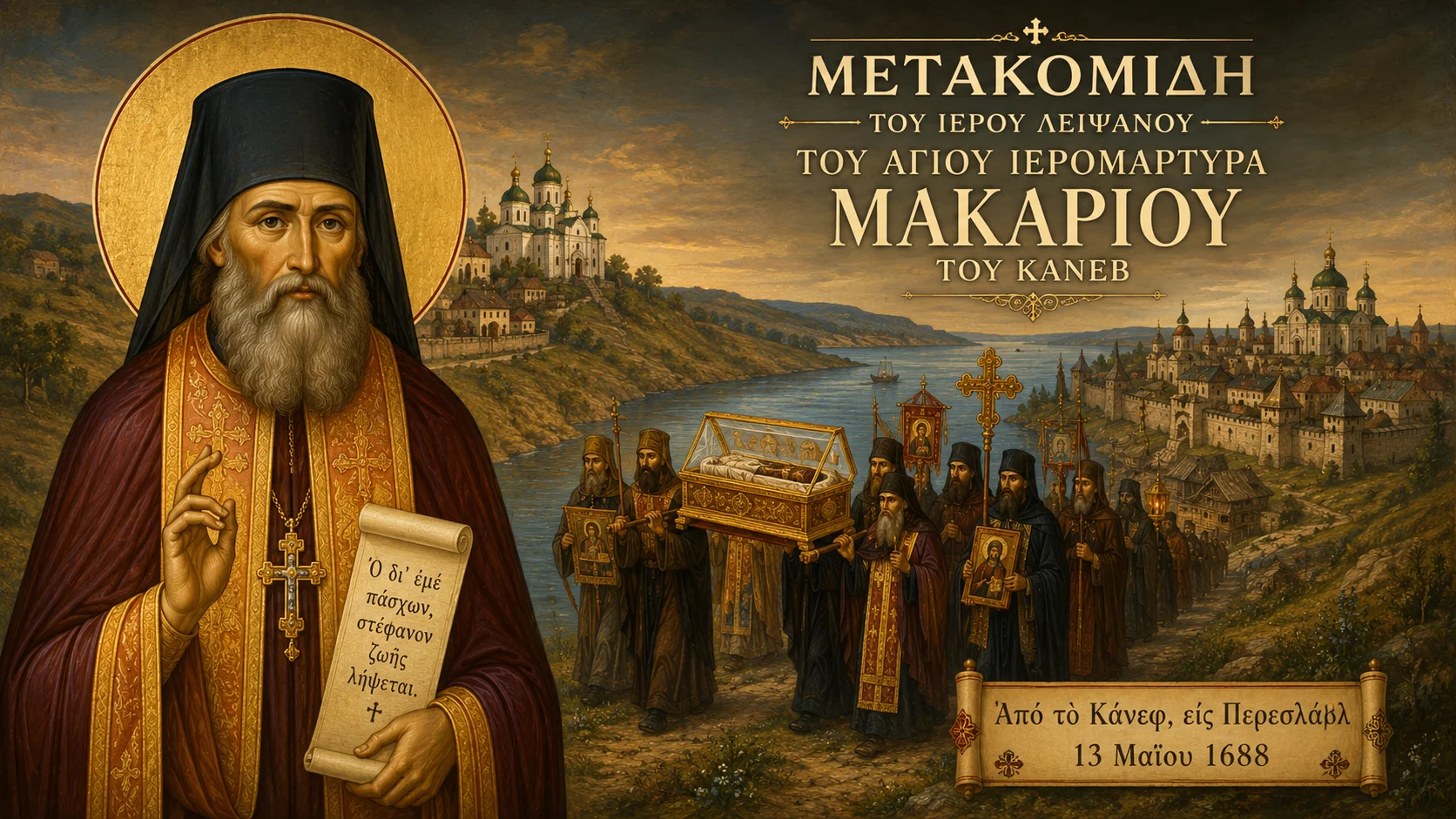 Εικόνα: Μετακομιδή Του Ιερού Λειψάνου Του Αγίου Ιερομάρτυρα Μακαρίου
