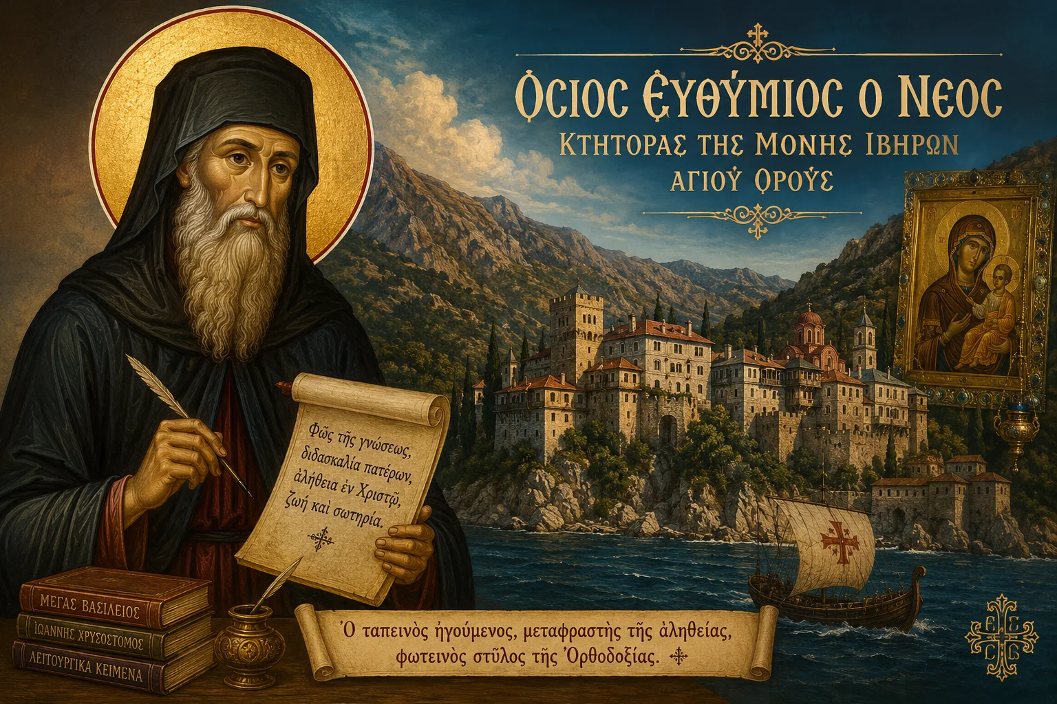 Εικόνα: Όσιος Ευθύμιος Ο Νέος Κτήτορας Της Μονής Ιβήρων Αγίου Όρους