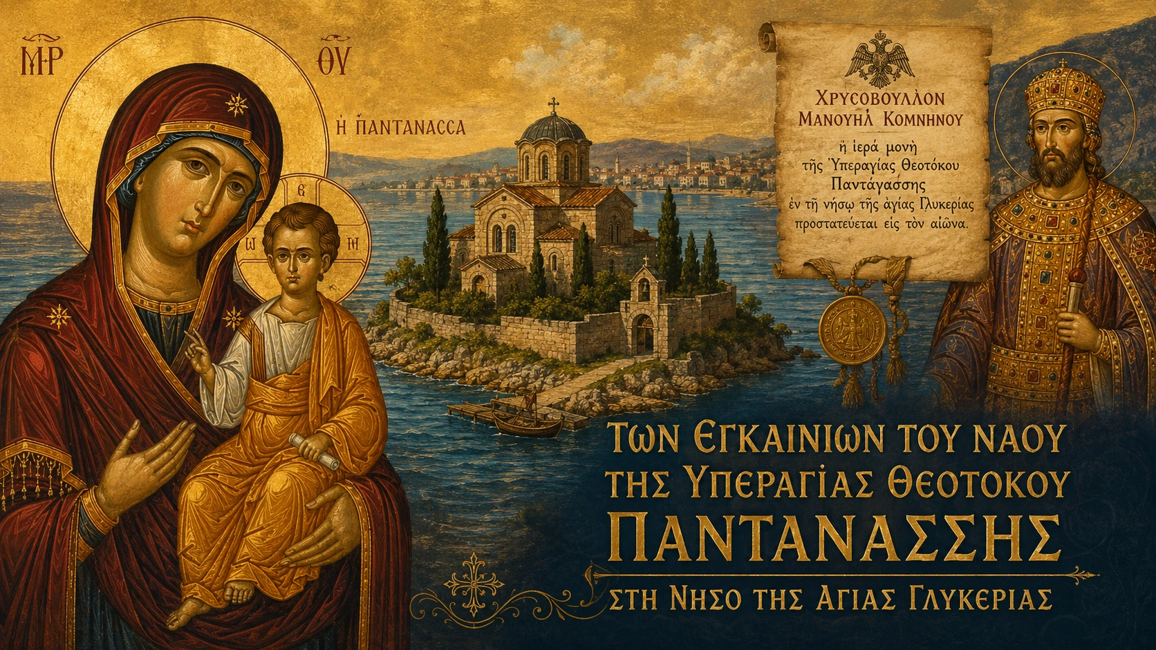 Εικόνα: Των Εγκαινίων Του Ναού Της Υπεραγίας Θεοτόκου Παντανάσσης Στη Νήσο Της Αγίας Γλυκερίας