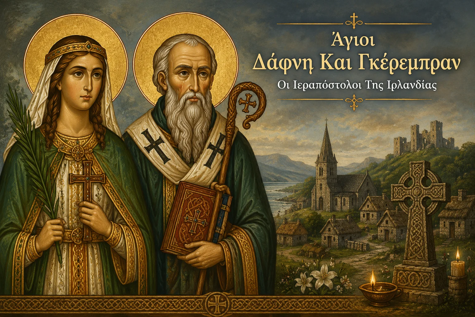 Εικόνα: Άγιοι Δάφνη Και Γκέρεμπραν Οι Ιεραπόστολοι Της Ιρλανδίας