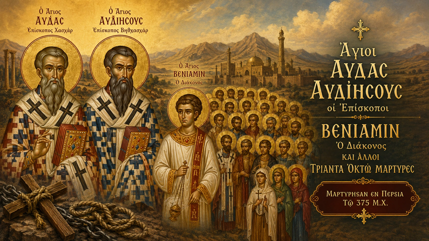 Εικόνα: Άγιοι Αυδάς Αυδιησούς Οι Επίσκοποι Βενιαμίν Ο Διάκονος Και Άλλοι Τριάντα Οκτώ Μάρτυρες