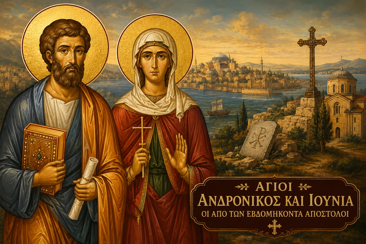 Εικόνα: Άγιοι Ανδρόνικος Και Ιουνία Οι Από Των Εβδομήκοντα Απόστολοι