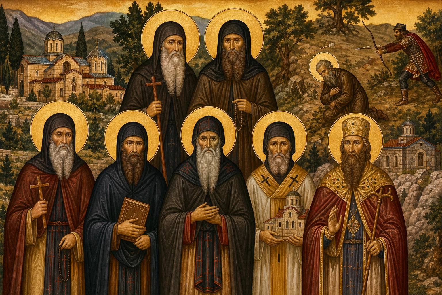 Εικόνα: Οι Άγιοι Σιναΐτες Πατέρες της Σερβίας