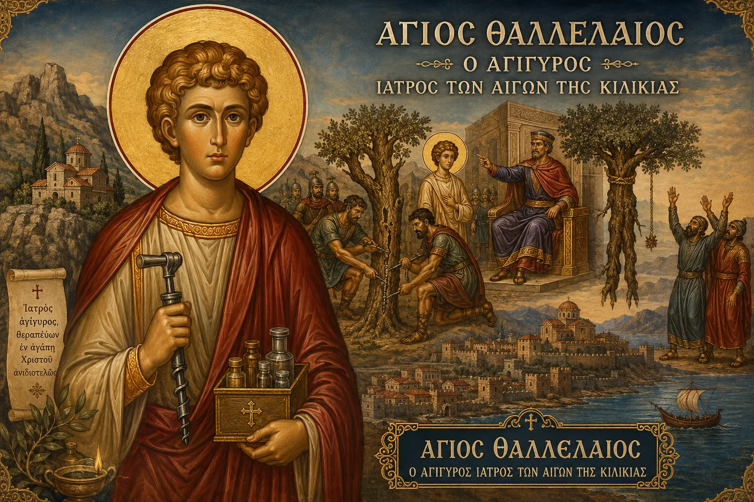 Εικόνα: Άγιος Θαλλέλαιος Ο Αγίγυρος Ιατρός Των Αιγών Της Κιλικίας