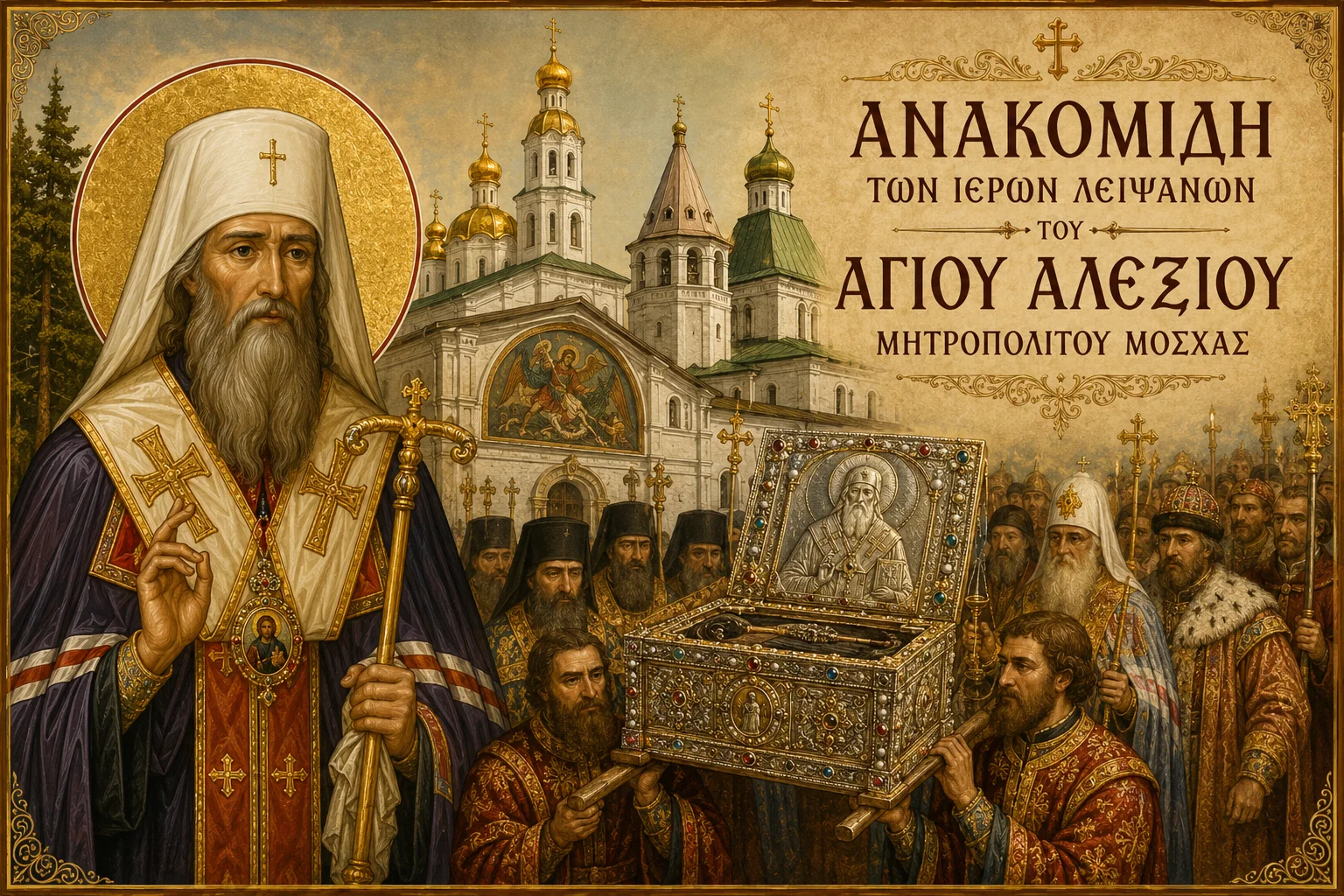 Εικόνα: Ανακομιδή Των Ιερών Λειψάνων Του Αγίου Αλεξίου Μητροπολίτου Μόσχας