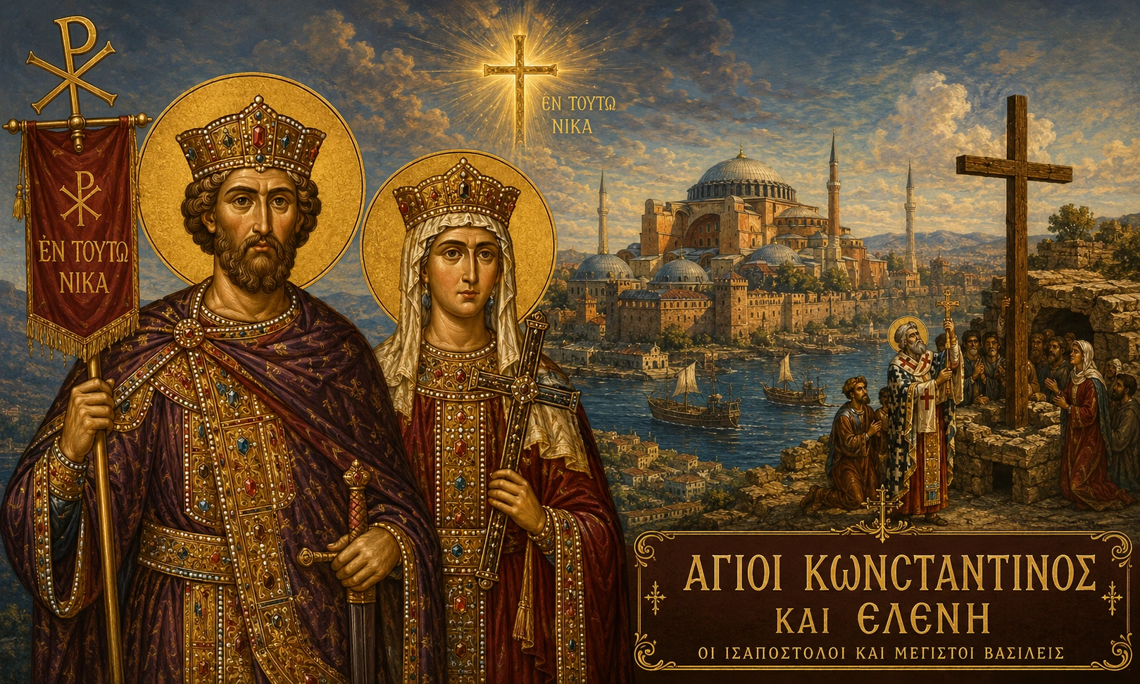 Εικόνα: Άγιοι Κωνσταντίνος και Ελένη, οι Ισαπόστολοι και Μέγιστοι Βασιλείς
