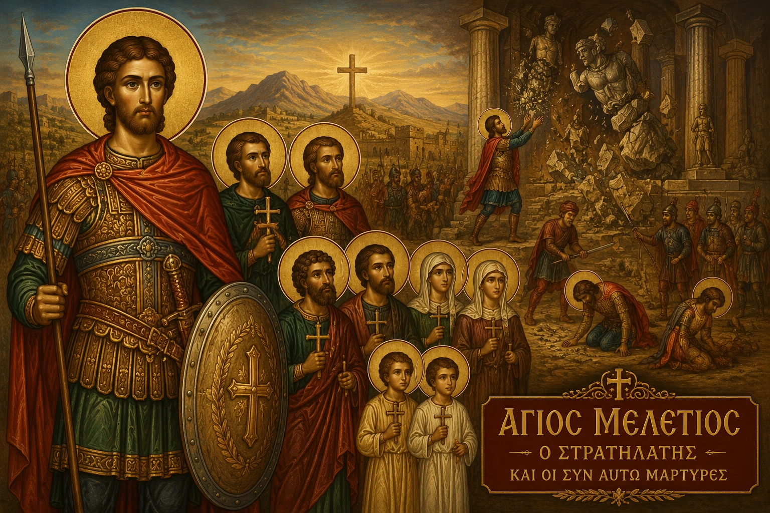 Εικόνα: Άγιος Μελέτιος ο Στρατηλάτης και οι Συν Αυτώ Μάρτυρες