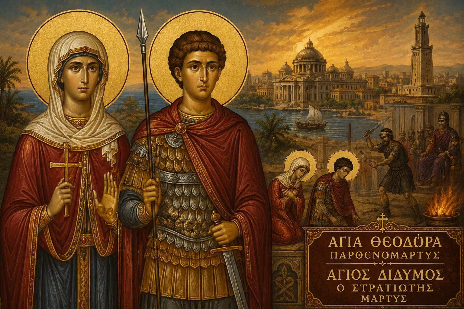 Εικόνα: Παρθενομάρτυς Θεοδώρα και Μάρτυς Δίδυμος ο Στρατιώτης