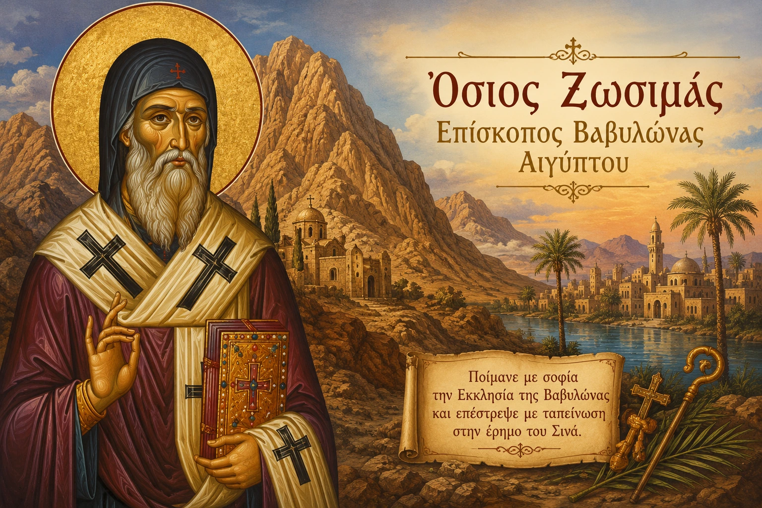 Εικόνα: Όσιος Ζωσιμάς Επίσκοπος Βαβυλώνας Αιγύπτου