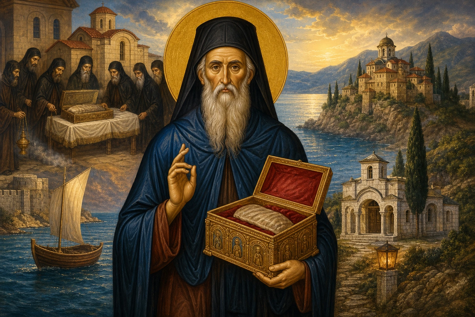 Εικόνα: Κατάθεση Ιερού Λειψάνου του Οσίου Ιωσήφ του Ηγιασμένου του Σαμάκου