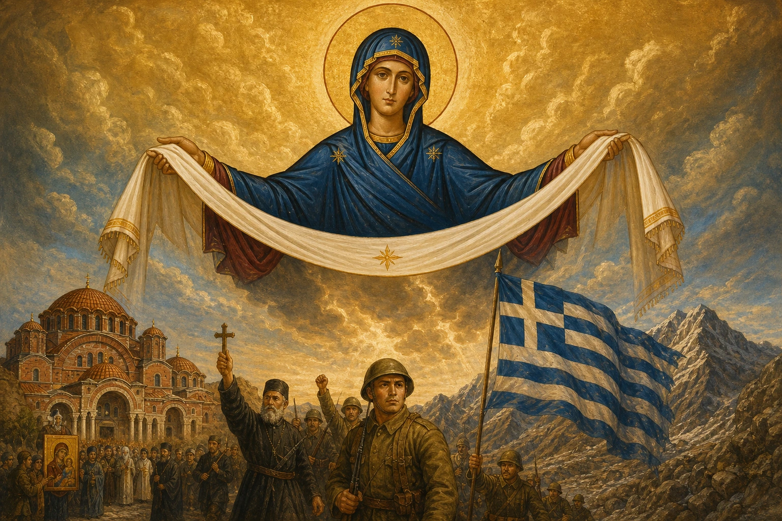 Εικόνα: Η Αγία Σκέπη της Υπεραγίας Θεοτόκου και η επέτειος του Όχι